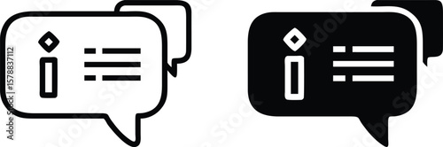 Chat Information Icon Vector – Black and White Message Info Speech Bubble Symbol Illustration