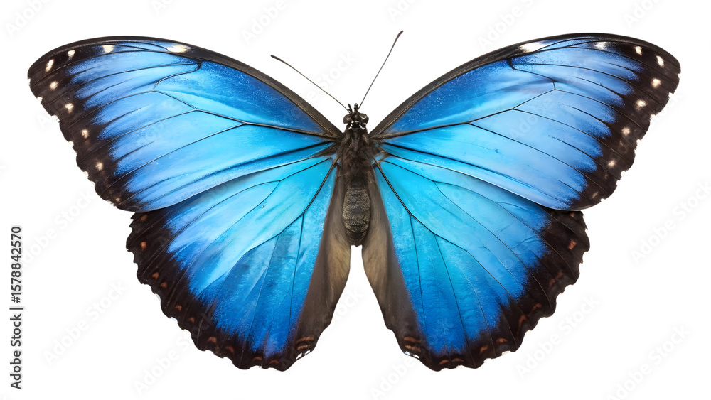 Fototapeta premium Vibrant Blue Butterfly with Intricate Wings