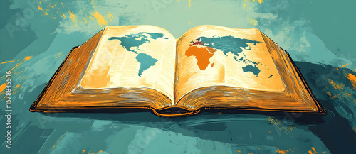 old book on blue background