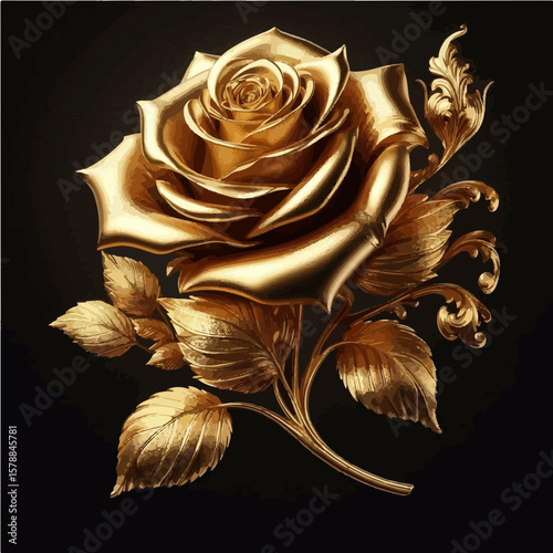 golden rose on black background