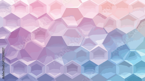 Abstract hexagon pattern with soft gradient color blend suitable for backgrounds and graphic design.