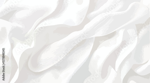 Elegant white silk fabric texture with gentle folds and detailed textile aesthetics.