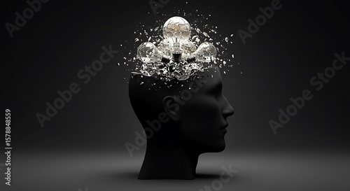 Multiple Idea Generation Concept with Exploding Lightbulbs