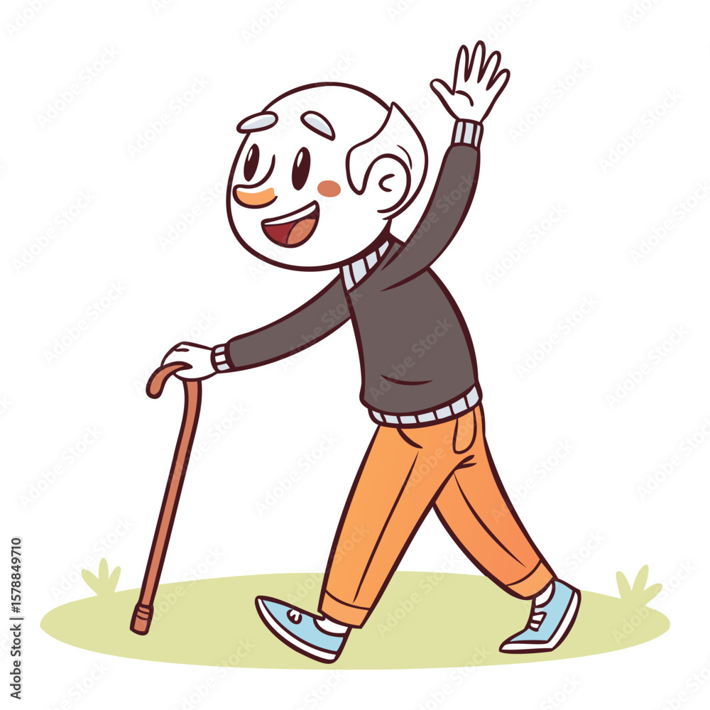 Fototapeta premium Senior Man with Cane Graphics