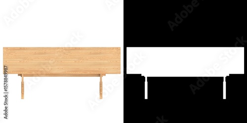 Billede på lærred 3D rendering illustration of a wooden trestle table