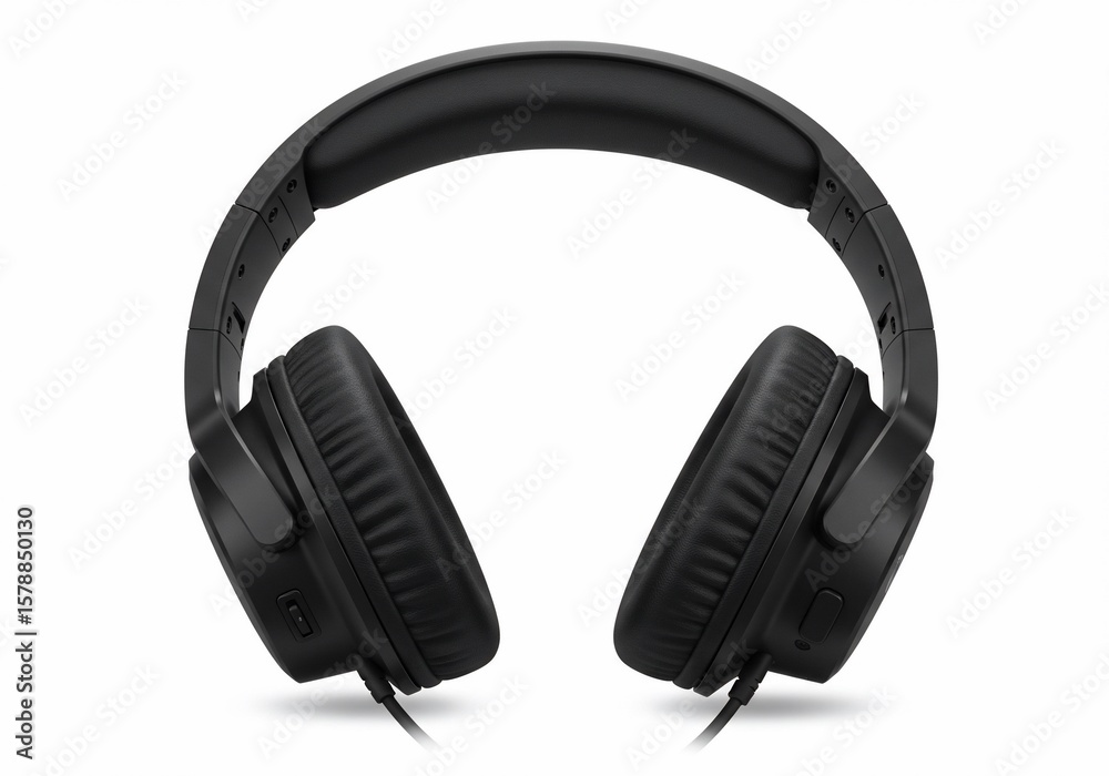 Sleek Black Over Ear Headphones with Controls Sleek Black Over Ear Headphones with Controls