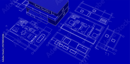  residential architecture planning 3d illustration