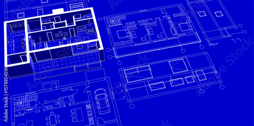  residential architecture planning 3d illustration