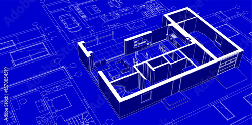  residential architecture planning 3d illustration