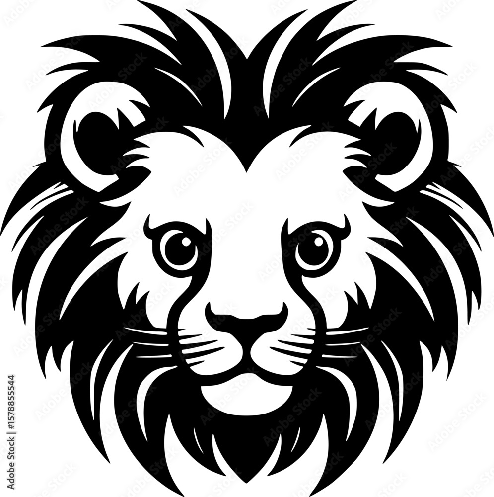 Fototapeta premium Lion Baby | Black and White Vector illustration