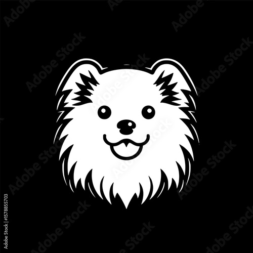 Pomeranian | Black and White Vector illustration