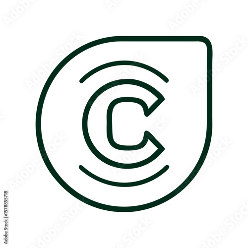 Concept of sound icon with stylized letter C and sound waves  