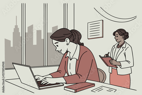 Manager Supervising an Employee Working in an Office