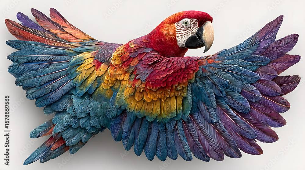 Obraz premium bird, parrot, macaw, animal, tropical, colorful, beak, red, nature, green, feather, wildlife, blue, parrots, wild, yellow, exotic, isolated, feathers, pet, zoo, birds, ara, branch, color
