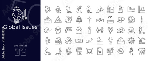 Global Issues Line Editable Icons set. Vector illustration in modern thin line style of Global Issues icons: global, problem, issue, climate change, etc