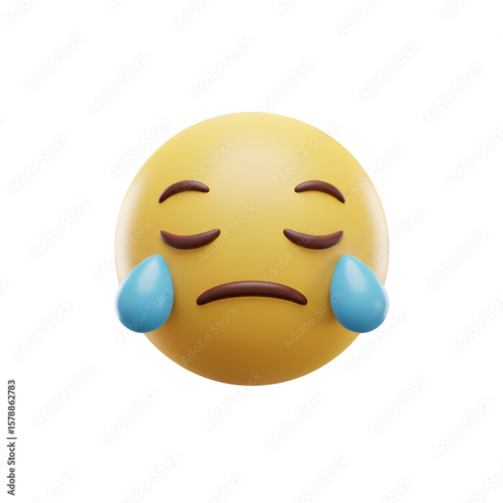 Fototapeta premium 3d Illustration of a Sad Crying Yellow Emoji Face with Transparent Background