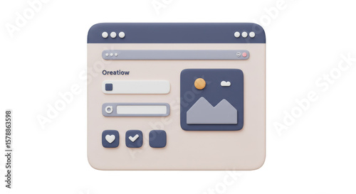 3D Open Browser Window Popup Interface on Web Application Isolated