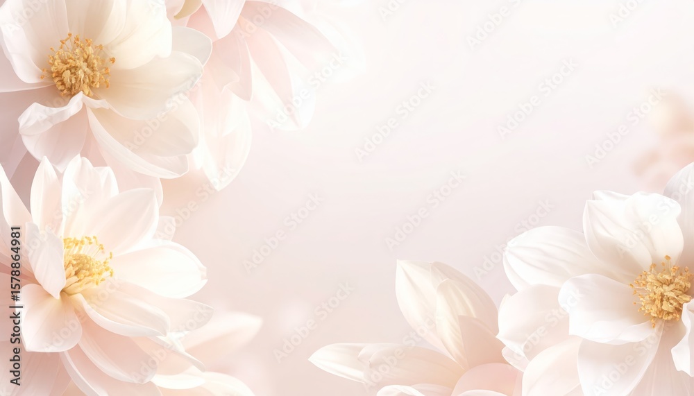 Elegant white flowers on a soft pink background, minimalist floral design for spring Elegant white flowers on a soft pink background, minimalist floral design for spring