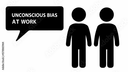 Two figures with unconscious bias at work message