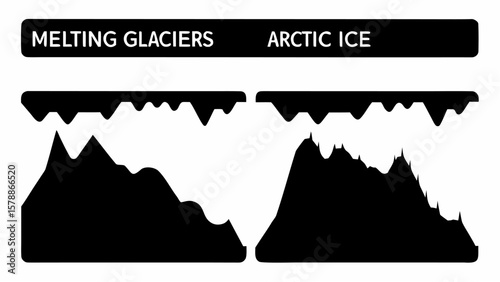 Melting glaciers and arctic ice visual representation