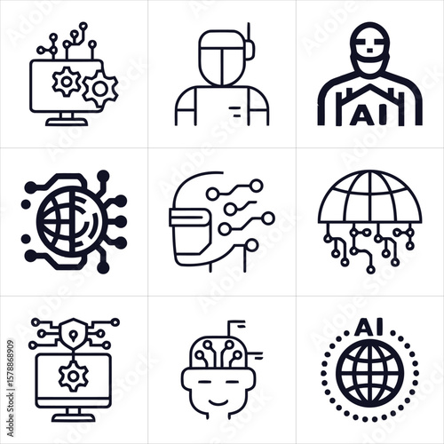 AI innovation icons showing future tech