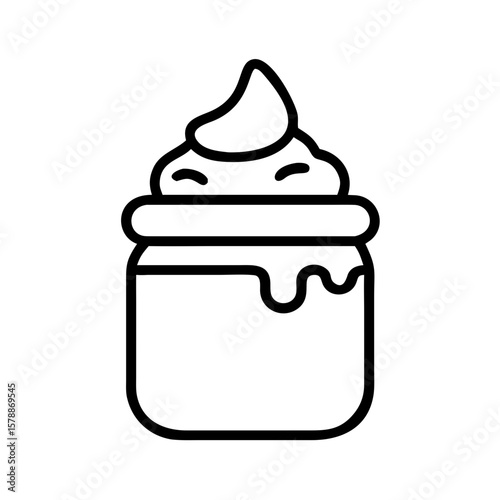 Icing jar with whipped topping in minimalist line art style  