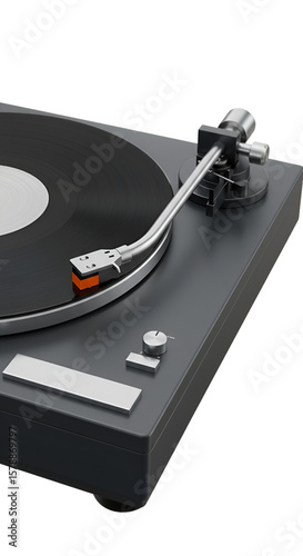 3d Isolated Black Turntable Record Player Transparent Background