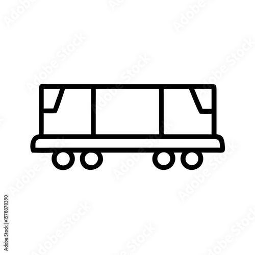 Rail transfer car in minimalistic design with black outline  