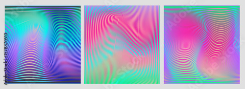 Abstract vector backgrounds in futuristic style features flowing curved lines with gradients of pink, purple, blue, and peach. Dynamic movement and smooth color transitions create a modern look.