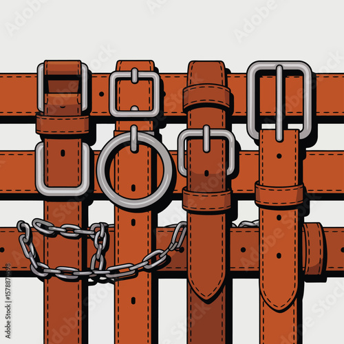 Variety of Brown Leather Belts with Different Buckles