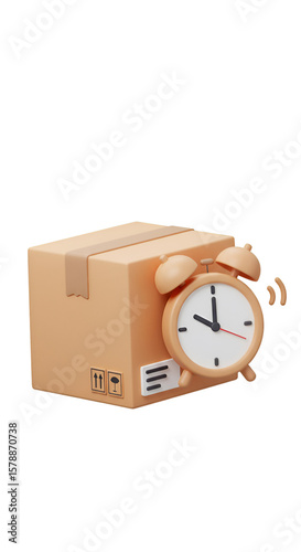 3d Package Delivery Deadline with Alarm Clock Urgency and Fast Shipping