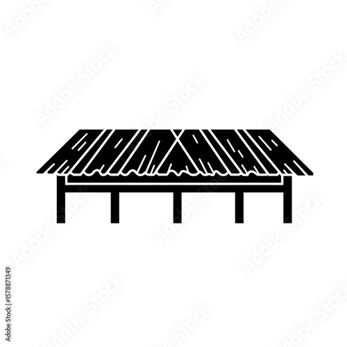 A tropical hut roof is isolated on white background, a simple design