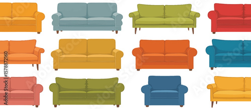 Colorful Sofa and Armchair Illustrations