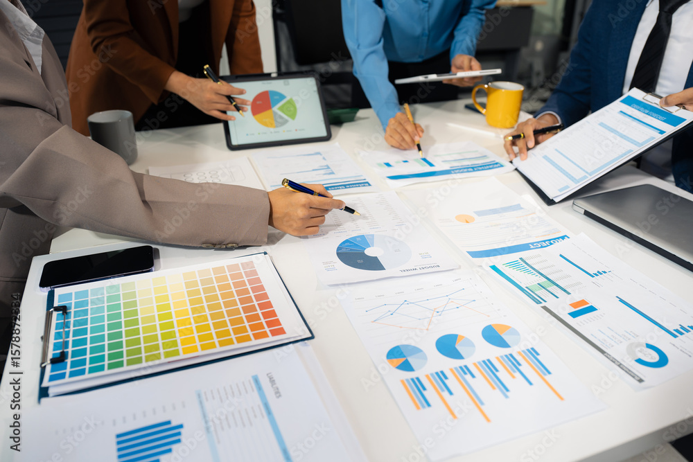 custom made wallpaper toronto digitalProject manager working and update tasks with milestones progress planning and professional investor working new start up project in the office.