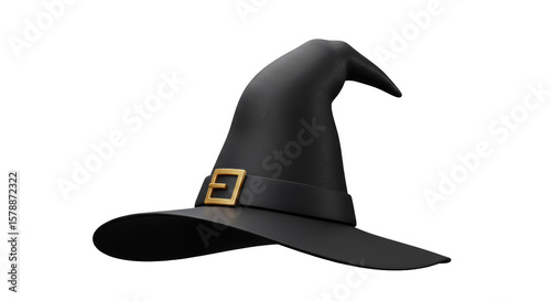 3D Render Black Witch Hat Halloween Costume Party Transparent Background