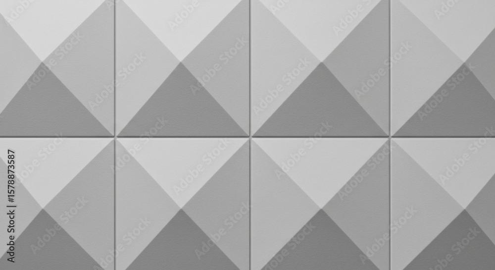 Fototapeta premium Abstract geometric pattern of light gray and dark gray triangular tiles.