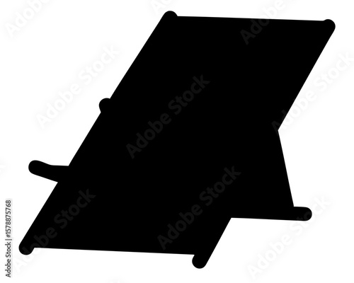 Stylized rendering of a reclining deckchair depicted in silhouette format