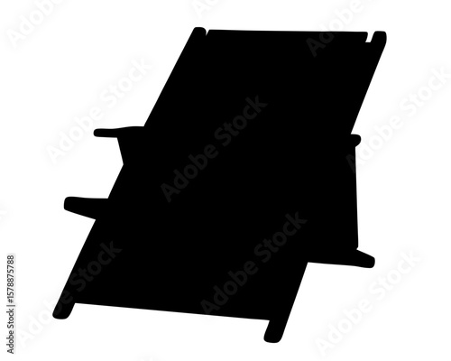 Silhouette of adjustable beach chair on white background for summer relaxation