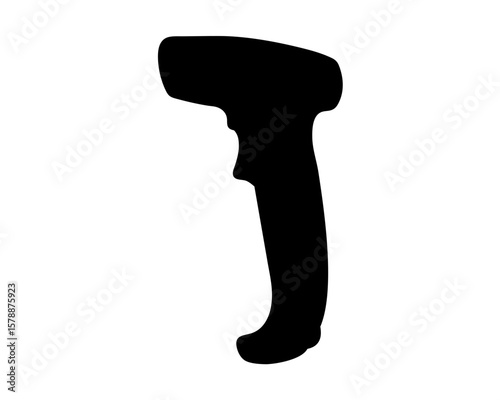 Silhouette of a hand held barcode scanner on a white background