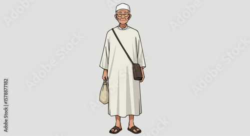 Old Bearded Man in Traditional Robe