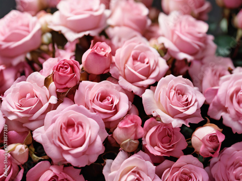 Close-up of a bouquet of pink roses