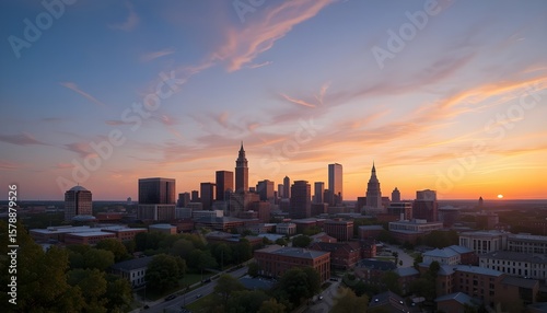sunset over the city
