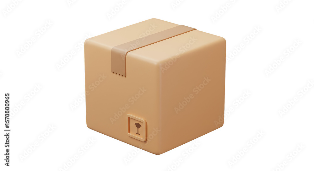 Fototapeta premium 3D Rendered Cardboard Box Package Delivery Shipping Illustration