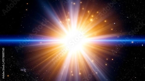 Starburst in space, lens flare