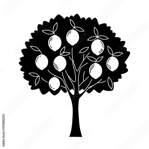 Lemon tree with ripe lemons isolated on white background