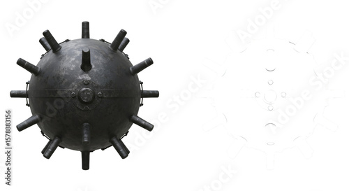 3D Rendering of an Isolated Naval Mine for Maritime Explosive Weapon