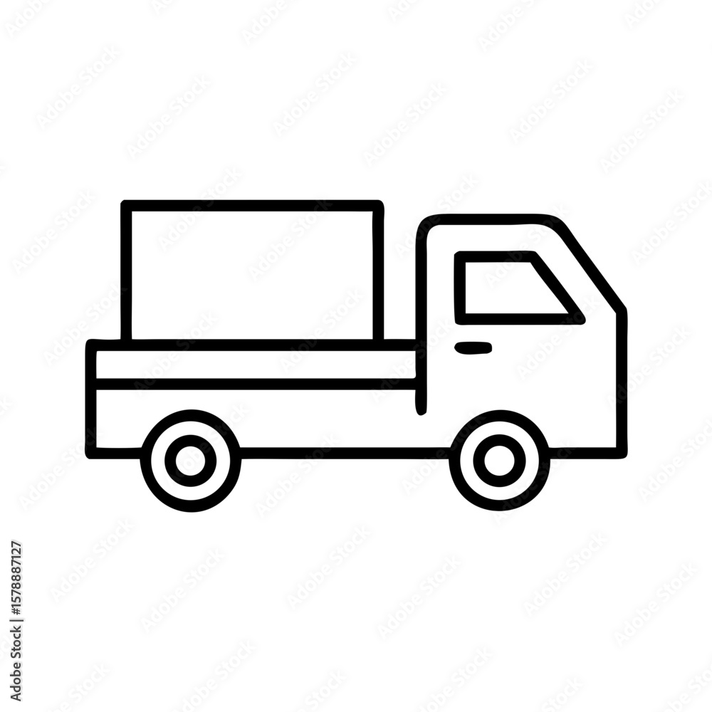 Fototapeta premium Simple line drawing of a platform truck for transportation