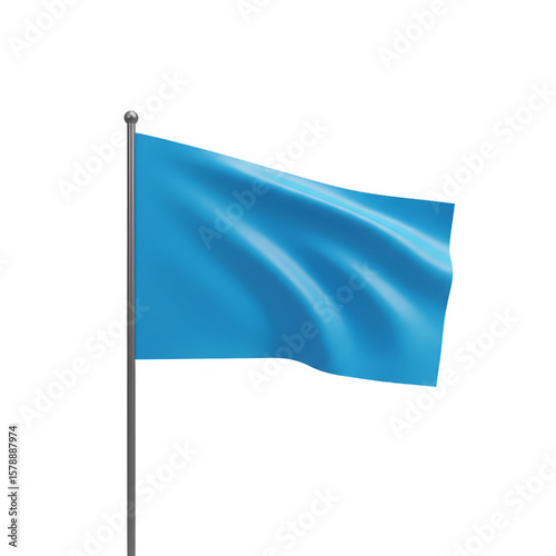 Blank Blue Flag Mockup Isolated National Symbol Template Freedom