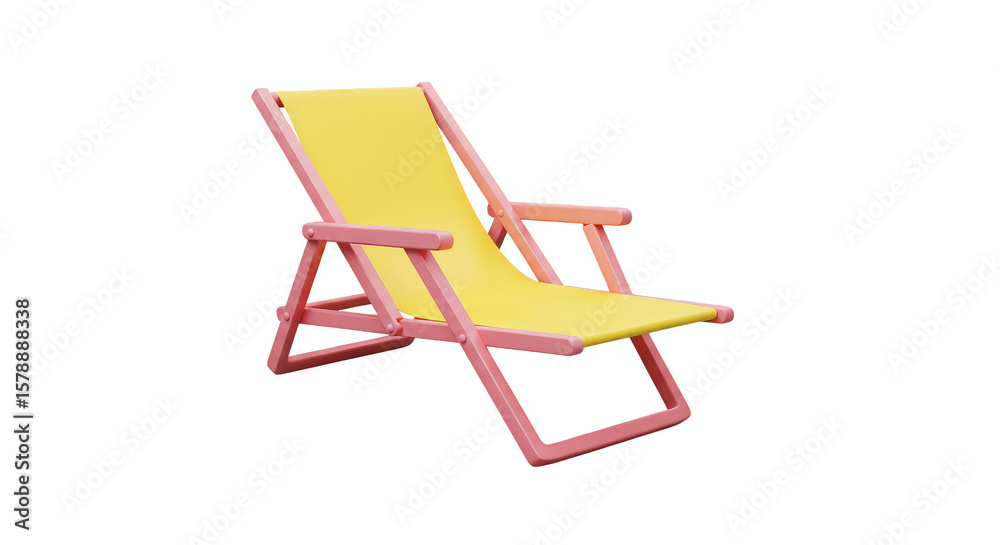 3D Rendering of Yellow Beach Chair on Transparent Background 3D Rendering of Yellow Beach Chair on Transparent Background