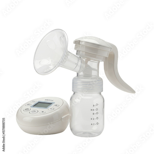 Breast Pump Bottle Electric White Nursing Milk Baby PNG Isolated